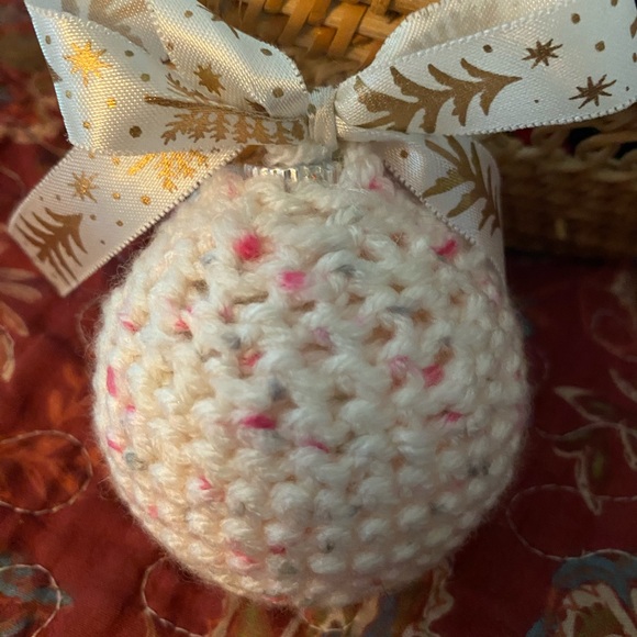 Handmade Other - Handcrafted White and Pink Holiday Ornament